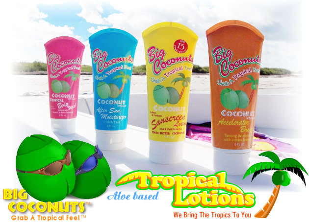 Tropical lotions made with Aloe, vitamins, antioxidants, eco friendly, organic materials, anti aging formula